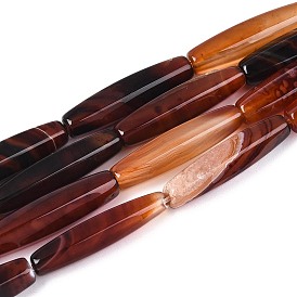 Окрашенные естественный агат бисер пряди, овальные, граненые