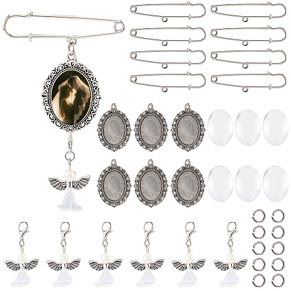 DIY Jewelry Making Kit, Including Iron Brooch Findings, Glass Cabochons, Alloy Pendant Cabochon Settings, Acrylic & Glass Angel Pendant Decorations, 304 Stainless Steel Jump Rings