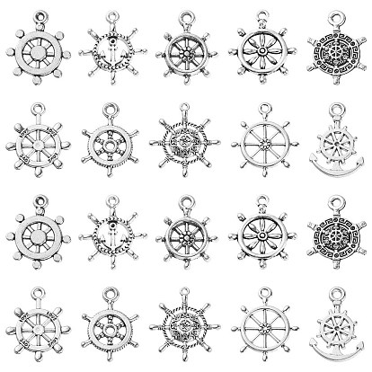 100шт 10 стили подвески из сплава в тибетском стиле, якорь со штурвалом и штурвалом