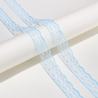 Polyester Lace Ribbon, Wavy Trim, Flower, for Jewelry Making