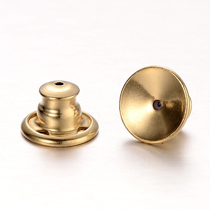 Brass Ear Nuts, Bullet Clutch Earring Backs with Pad, for Stablizing Heavy Post Earrings, 10x7mm, Hole: 0.9mm