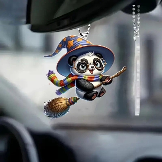 Акриловые панда ведьма подвесные украшения, для украшения зеркала заднего вида автомобиля