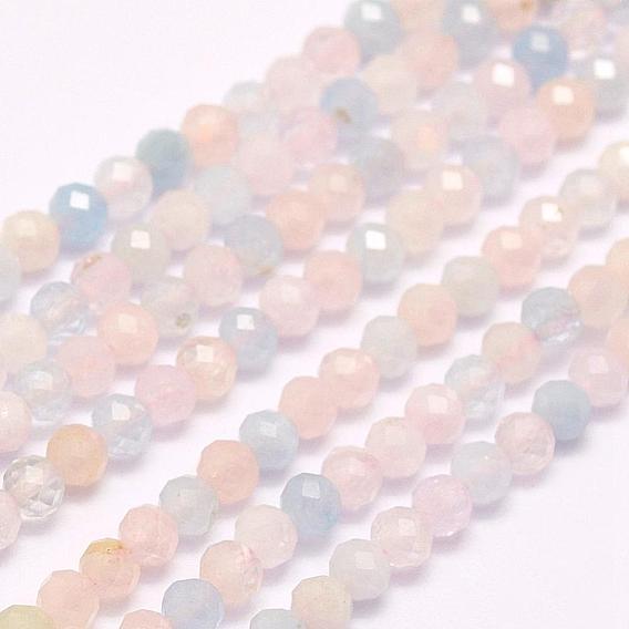 Natural Morganite Beads Strands, Faceted, Round