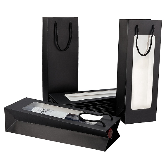 Бумажные мешки, подарочные пакеты, сумки для покупок, свадебные сумки, мешки для красного вина, прямоугольник с ручками