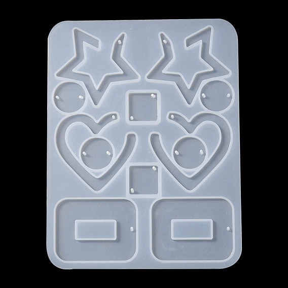 Mixed Shape Pendant & Links Silicone Molds, Resin Casting Molds, For DIY UV Resin, Epoxy Resin Earring Jewelry Making