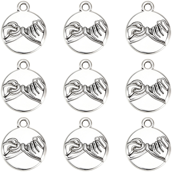 100Шармы из сплава в тибетском стиле, без кадмия и без свинца, плоские круглые с обещанием