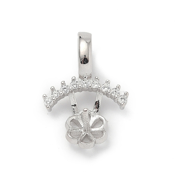 925 подвеска в виде цветка в форме короны из стерлингового серебра с прозрачными кубическими цирконами, за половину пробурено бисера, родий, с печатью 925