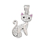 Micro latón allanan colgantes cúbicos del zirconia, forma de gato, sin plomo y cadmio, chapado en rack, larga duración plateado