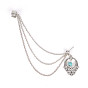 Retro Water Teardrop Turquoise and Twisted Chains Alloy Cuff Earrings, 160mm