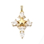 Латунные микро проложить кубического циркония подвески, пересечь звездочкой, долговечный, без кадмия и без свинца, стойки покрытие, реальный 18 k позолоченный