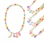Acrylic Charm Necklace with Round Beaded Chains for Women, Mixed Shape