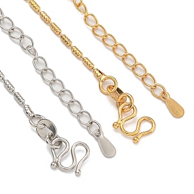 Brass Textured Column Link Chain Necklaces for Women