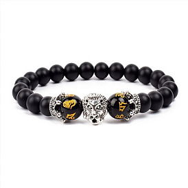 Браслеты из натуральных матовых круглых бусин, браслеты из натуральных драгоценных камней и сплава с тигровым шармом для мужчин и женщин