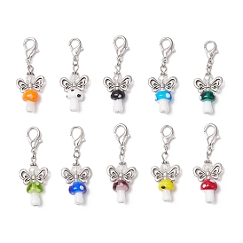 10шт. грибной ангел, стеклянные и ламповые подвесные украшения, застежки-лобстеры подвески для украшения сумки рюкзака