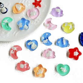 Luminous Heart/Star/Moon/Cloud Resin Beads, No Hole