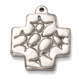 304 Stainless Steel Pendants, Textured, Cross