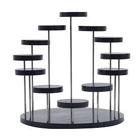 3-Layer Rotating Acrylic Ring Display Stands, Oval & Flat Round