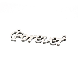 304 Stainless Steel Pendants, Word Forever, 10x38x1mm, Hole: 1mm
