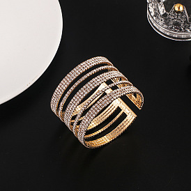 Sparkling Multi-Row Diamond Wire Bangle Bracelet with Elastic Opening - B285