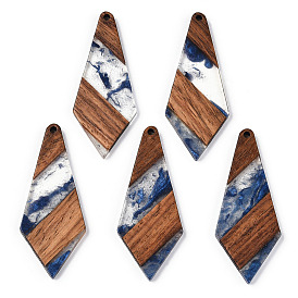Transparent Resin & Walnut Wood Big Pendants, Kite Charms