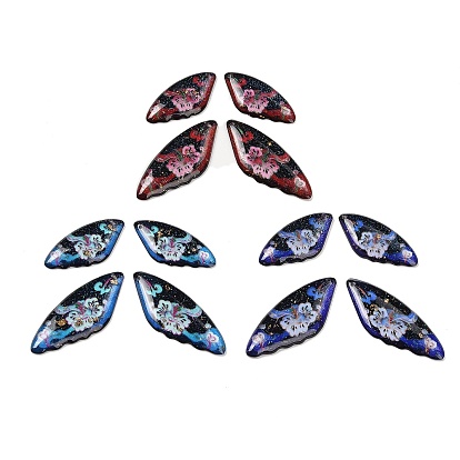 4 шт 4 стили прозрачные подвески из эпоксидной смолы, крыло с цветочным узором, с пайетками и золотой фольгой