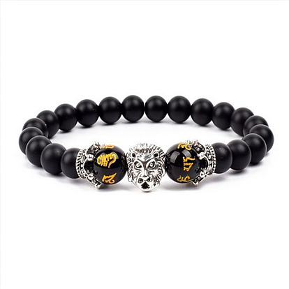Браслеты из натуральных матовых круглых бусин, браслеты из натуральных драгоценных камней и сплава с тигровым шармом для мужчин и женщин