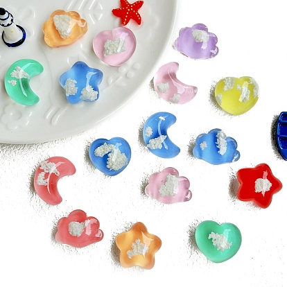 Светящиеся бусины из смолы в форме сердца/звезды/луны/облака, без отверстия 