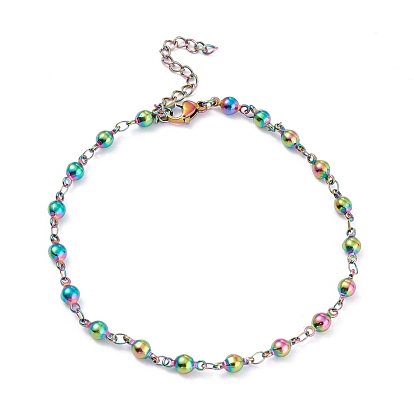 Вакуумное покрытие pvd 304 браслеты из звеньев цепи из нержавеющей стали, с карабин-лобстерами , круглые