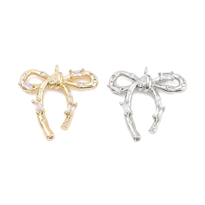 Подвески из латуни с прозрачным фианитом, без кадмия, без никеля и без свинца, бантом