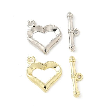 Застежки-тоглы из сплава в форме сердца, без кадмия и без свинца, стойки покрытие