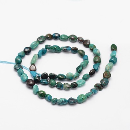 Nuggets Natural Chrysocolla Beads Strands, Tumbled Stone, 5~8x5~8mm, Hole: 1mm, about 15.5 inch