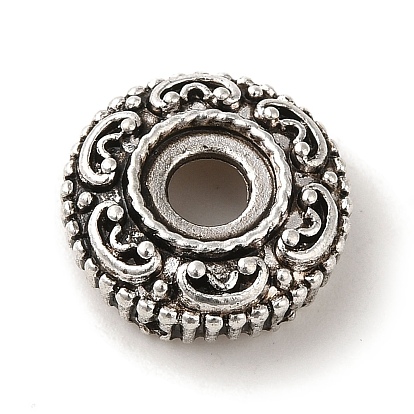 Tibetan Style Alloy European Beads, Large Hole Beads, Cadmium Free & Lead Free, Flat Round