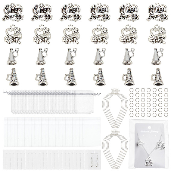 DIY Cheerleaders Necklaces Finding Kits, include Alloy Pendants, Display Cards, Packaging Bags, 304 Stainless Steel Jump Rings, Brass Cable Chain Necklaces