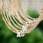 Natural White Shell Letter Faceted Glass Beaded Necklaces with 304 Stainless Steel End Chains, Real 18K Gold Plated, Floral White
