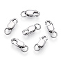 Rhodium Plated 925 Sterling Silver Lobster Claw Clasps, with Jump Rings, with 925 Stamp