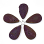 Electroplate Natural Druzy Geode Agate Pendants, with Brass Findings, Drop, Platinum