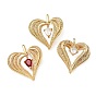 Латунные микро проложить кубического циркония подвески, сердце прелести, реальный 16 k позолоченный
