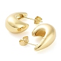Brass Teardrop Stud Earrings, Half Hoop Earrings for Women