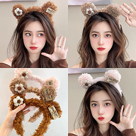 Cute Plush Bear Headband for Face Mask and Facial Cleansing - Soft and Adorable.