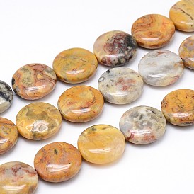 Agate folle ronde plat rangées de perles, 20x8mm, Trou: 1mm, Environ 20 pcs/chapelet, 15.7 pouce