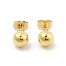 PVD Vacuum Plating 304 Stainless Steel Stud Earrings for Women, Round