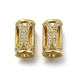 Латунь микропаве прозрачный кубический цирконий европейский бисер, бусины с большим отверстием, колонна с овалом, долговечный, стойки покрытие, без свинца и без кадмия