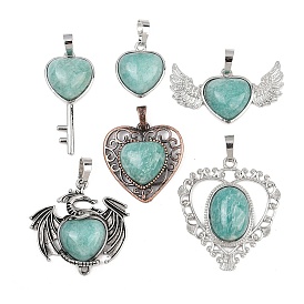 Природные подвески амазонит, латунные драгоценные камни, подвески в виде сердца и дракона, стойки покрытие, долговечный