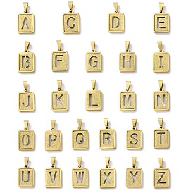 304 из нержавеющей стали алфавита подвески, реальный 18 k позолоченный, прямоугольный шарм