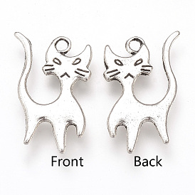 Подвески из сплава в тибетском стиле, мультфильм кошка, без кадмия и без свинца