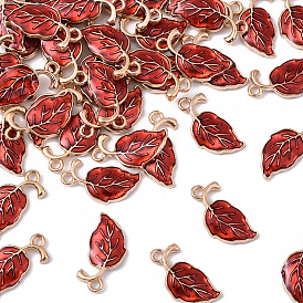 40 шт. Подвески из сплава эмали, лист, золотой свет