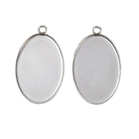 304 Настройки кабошон из нержавеющей стали кулон, чашки безель с краями, овальные