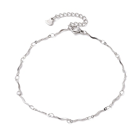 304 Stainless Steel Wave Bar Link Chains Anklets for Women