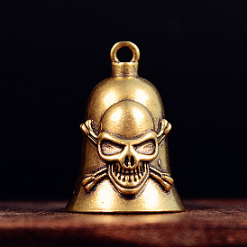 Skull Cross Brass Mini Altar Bells for Witchcraft Wiccan Altar Supplies, Vintage Jewelry