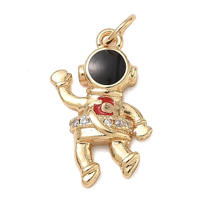 Pendentifs en laiton zircon cubique transparent, avec l'émail, charmes d'astronaute, colorées